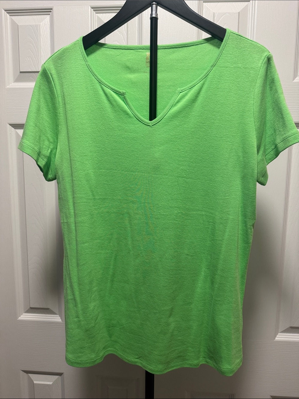 Anne Klein Sport Short Sleeve V-Notch Tee in Bright Green